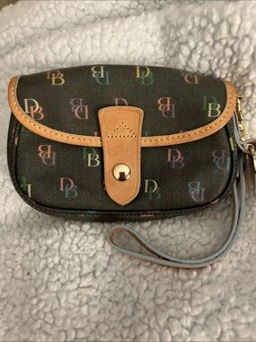 Dooney & Bourke Black Multicolor DB Logo Wristlet